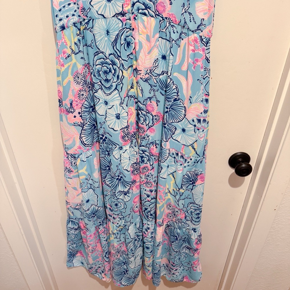Lilly Pulitzer Destini Maxi Dress Bali Blue Once Upon A Tide Size 14 Read* - Picture 7 of 12